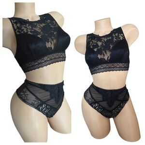 Victoria's Secret Black Lace Bra Set small new with tags